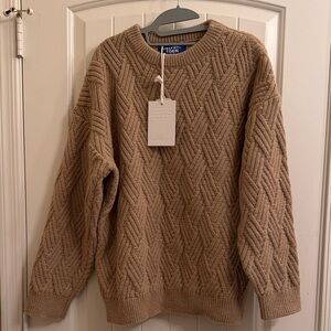 Aelfric Eden Oversized Textured Brown Crewneck Sweater